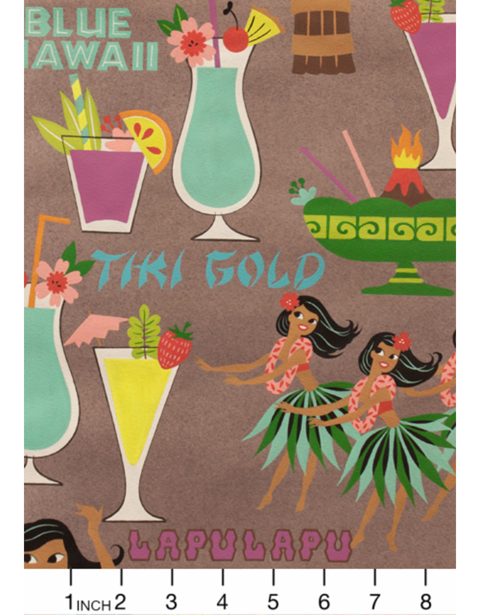 PD's Alexander Henry Collection Tiki Dreams, Rum Swizzle in Burlap, Dinner Napkin