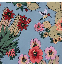 Alexander Henry Fabrics Folklorico, Hacienda Cactus in Chambray, Fabric Half-Yards