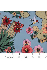 Alexander Henry Fabrics Folklorico, Hacienda Cactus in Chambray, Fabric Half-Yards