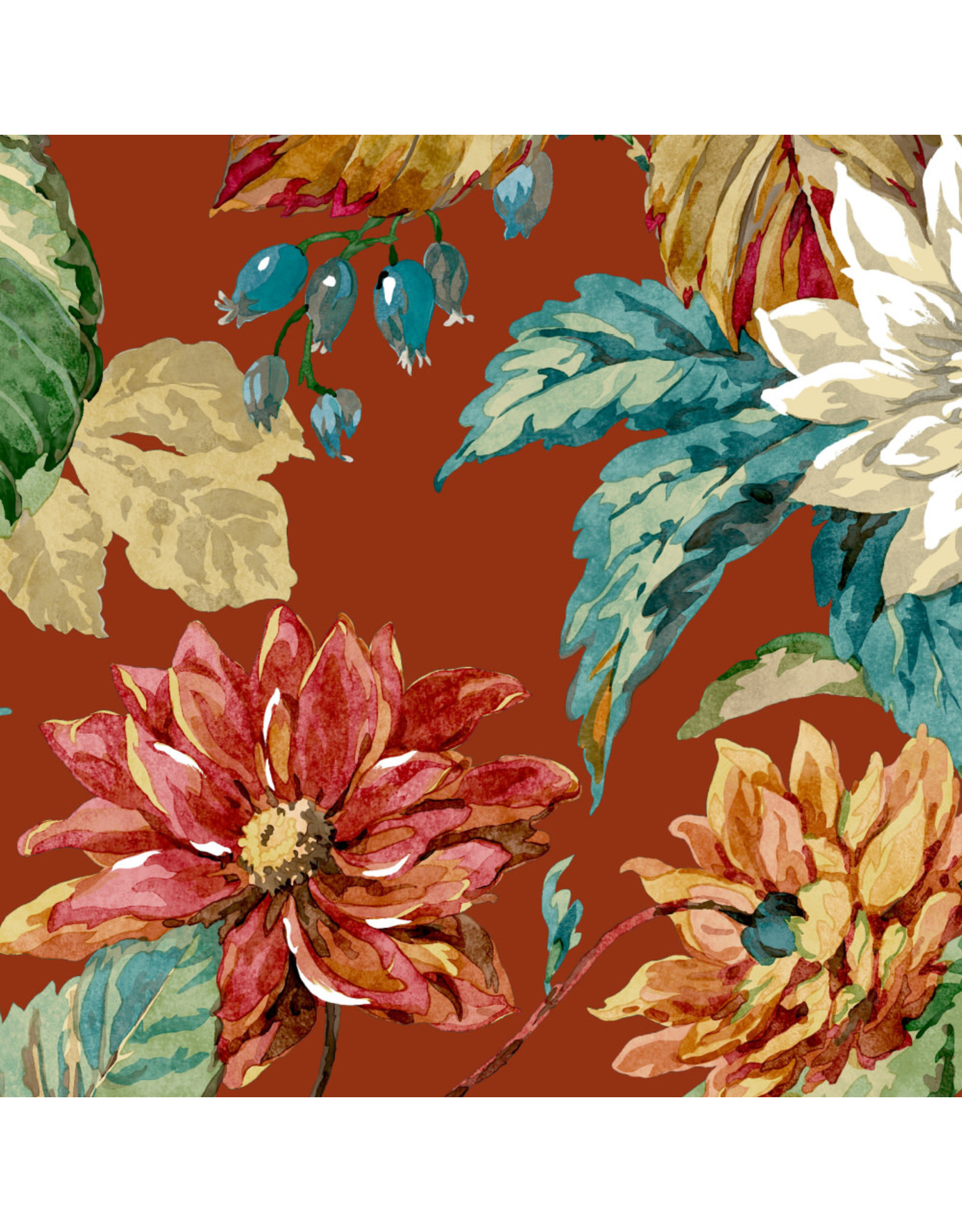 Free Spirit Woodland Blooms, Dahlia & Rosehip in Russet, Fabric Half-Yards