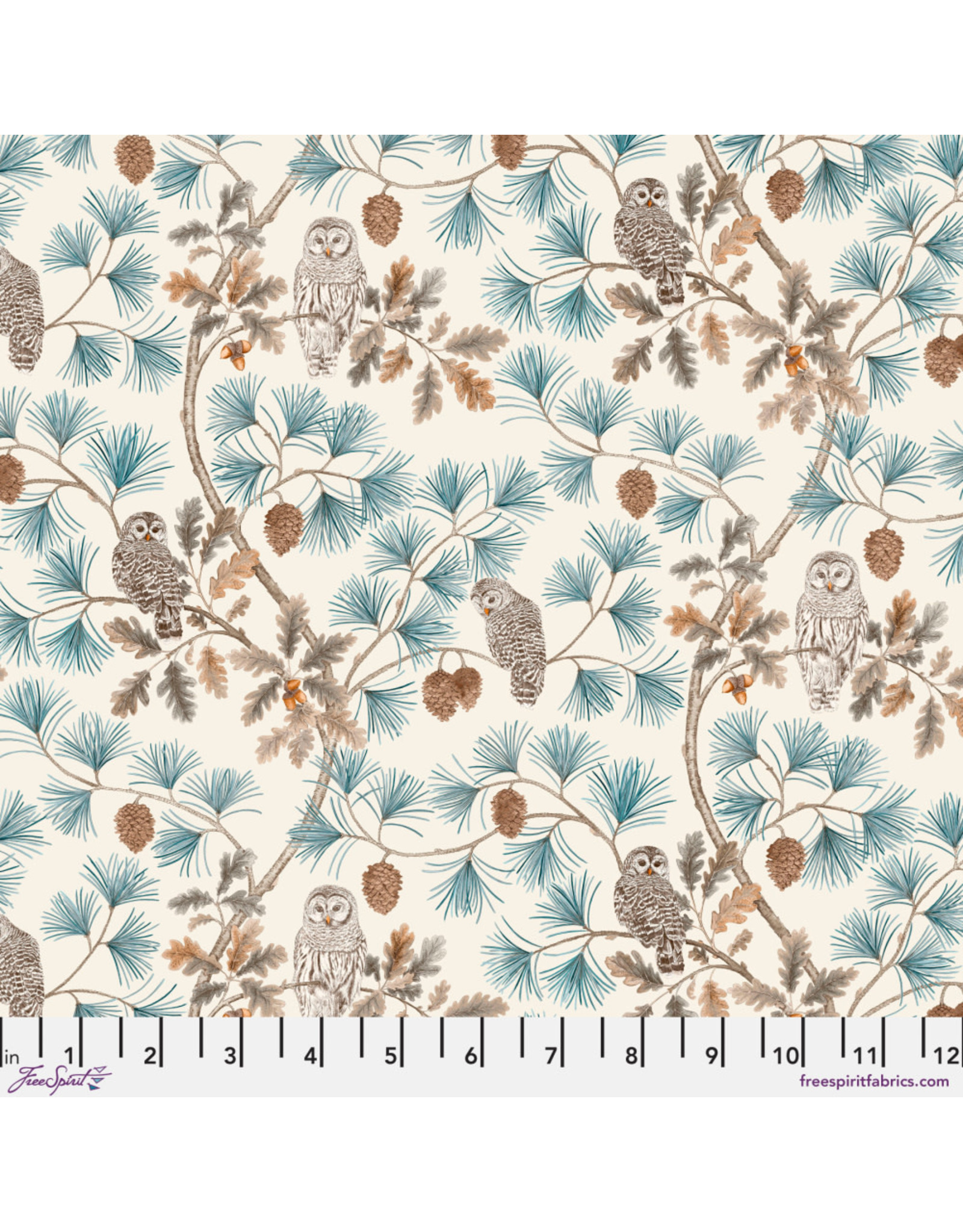Free Spirit Woodland Blooms, Owlswick in Linen, Fabric Half-Yards