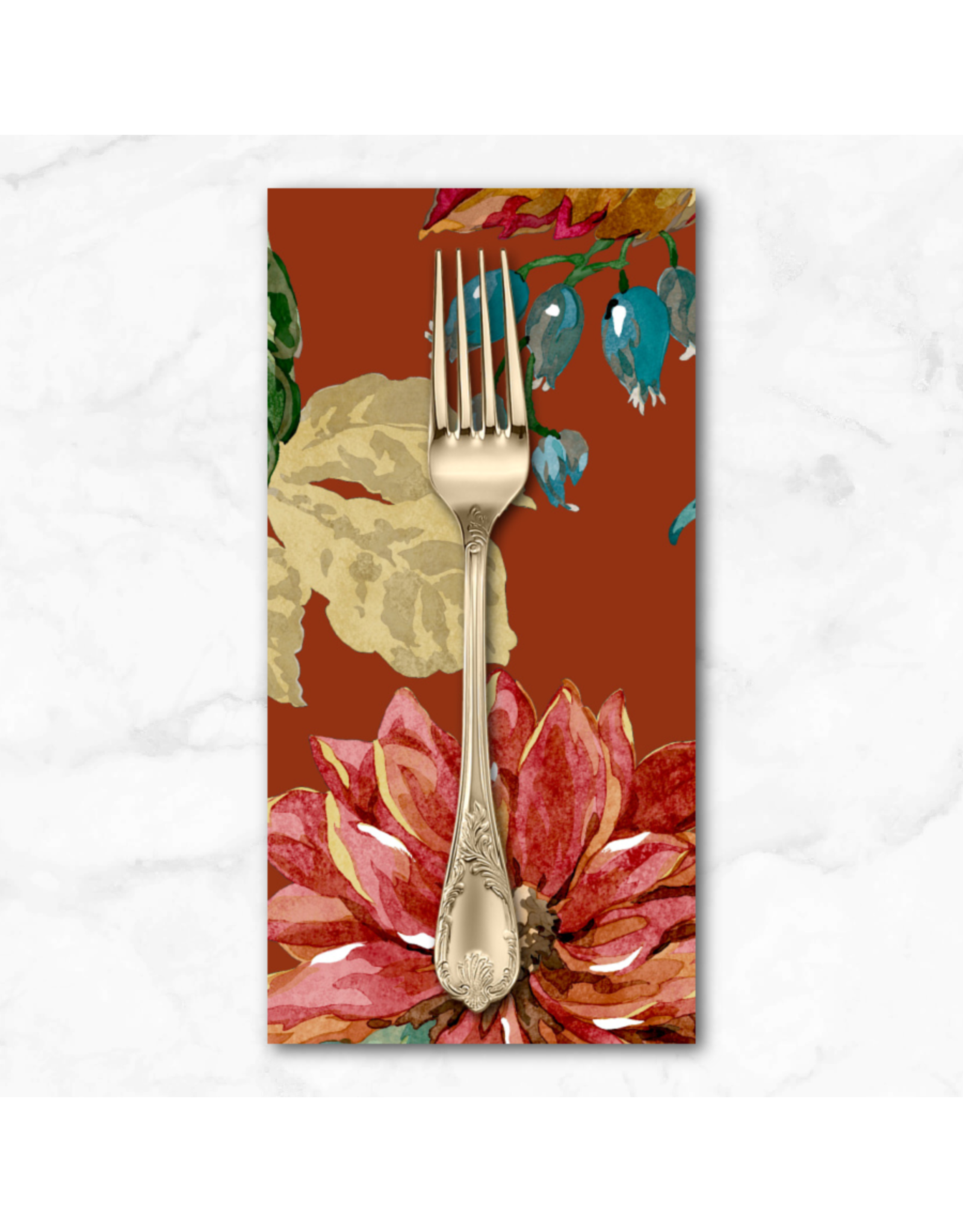 PD'S Free Spirit Collection Woodland Blooms, Dahlia & Rosehip in Russet, Dinner Napkin