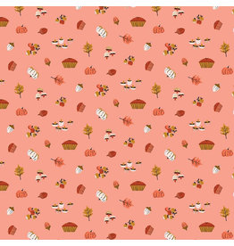 Riley Blake Fabrics Maple, Harvest in Coral, Fabric Half-Yards