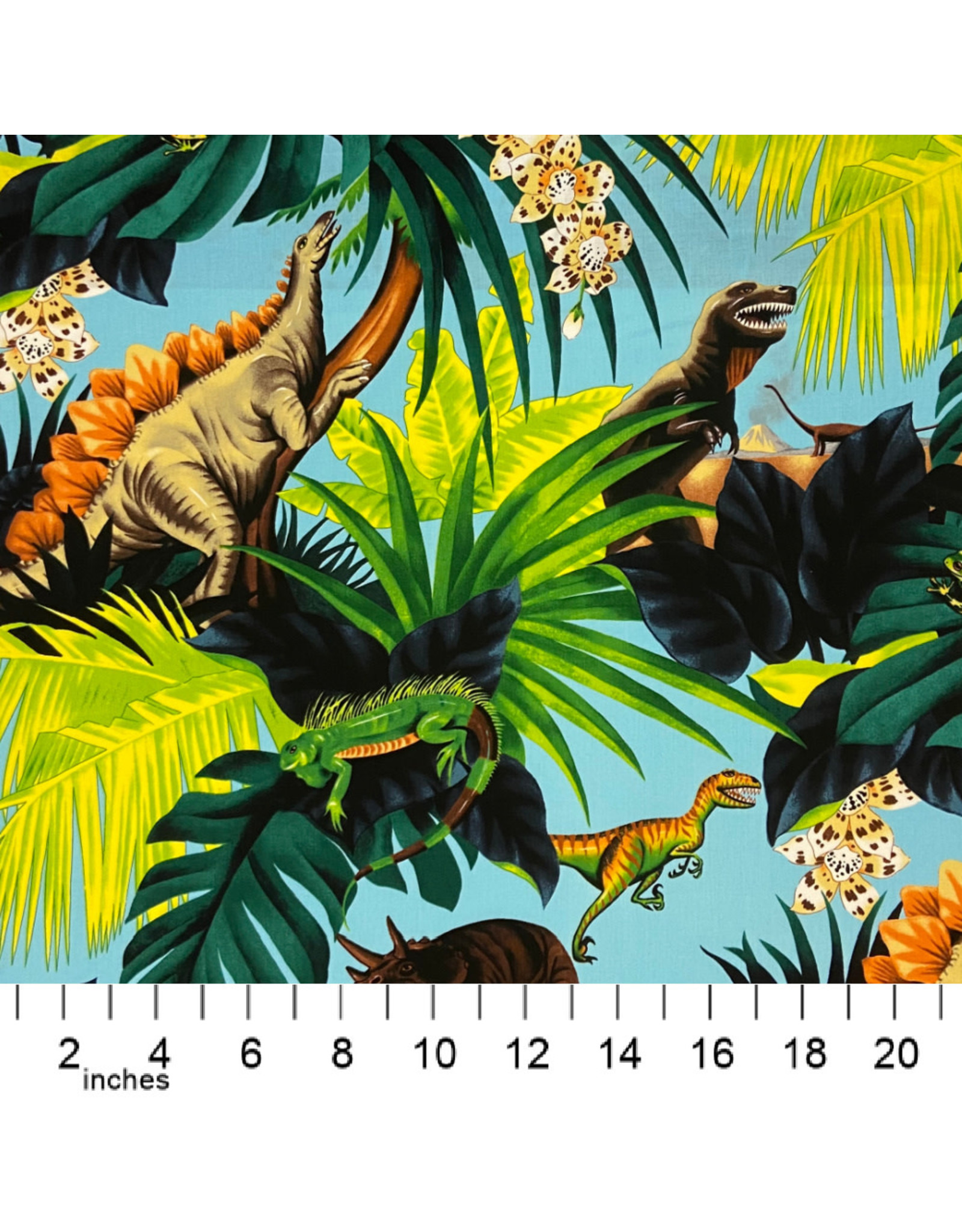 Alexander Henry Fabrics Nicole’s Prints, Jurassic Fantastic in Blue, Fabric Half-Yards