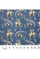 Alexander Henry Fabrics Santa Fe, Ropin' n Ridin' in Denim, Fabric Half-Yards