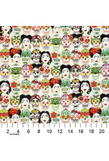 Alexander Henry Fabrics Folklorico, Gotas de Amor in Tea, Fabric Half-Yards