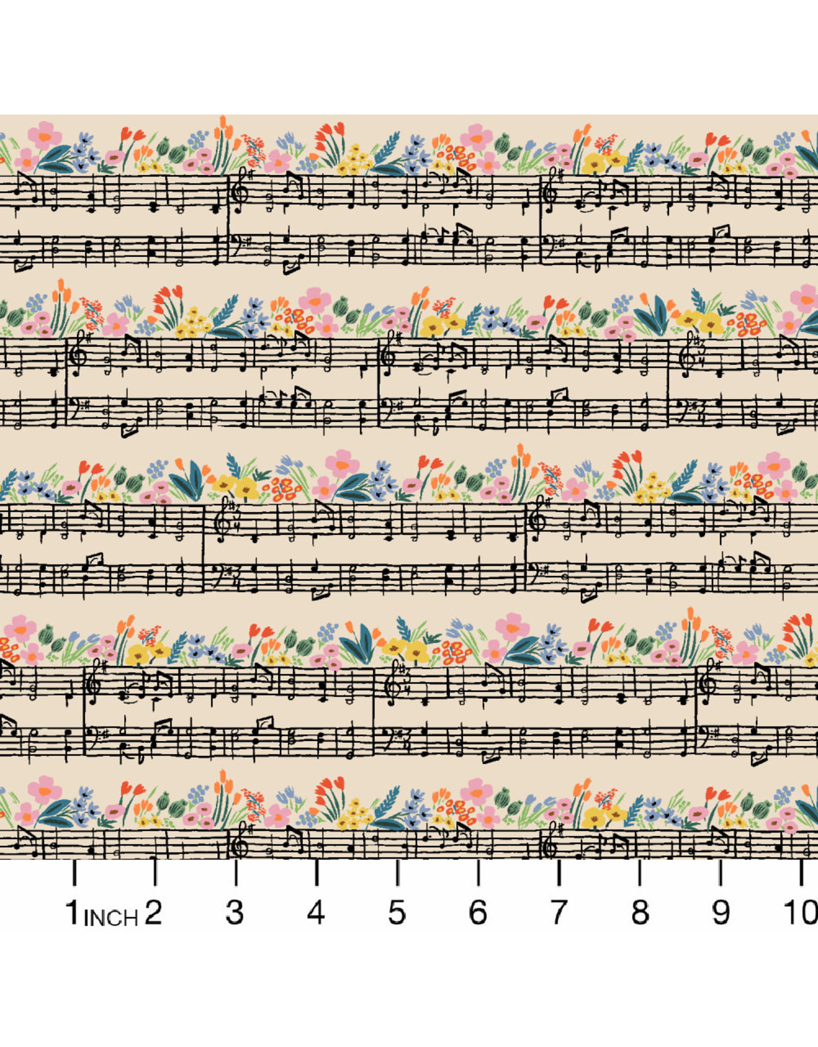 Rifle Paper Co. Bramble, Music Notes in Cream, Fabric Half-Yards