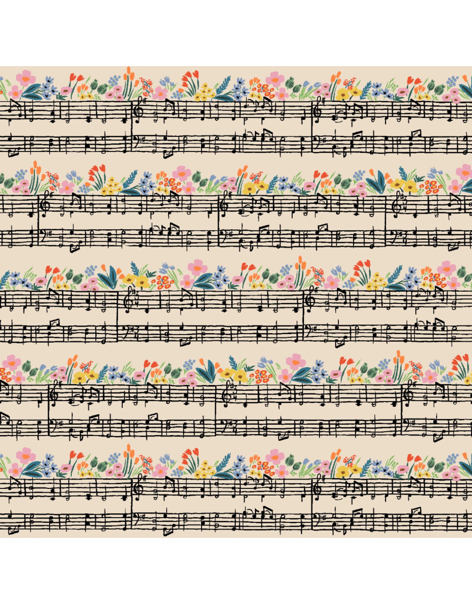 Rifle Paper Co. Bramble, Music Notes in Cream, Fabric Half-Yards