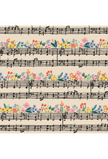 Rifle Paper Co. Linen/Cotton Canvas, Bramble, Music Notes in Natural, Fabric Half-Yards