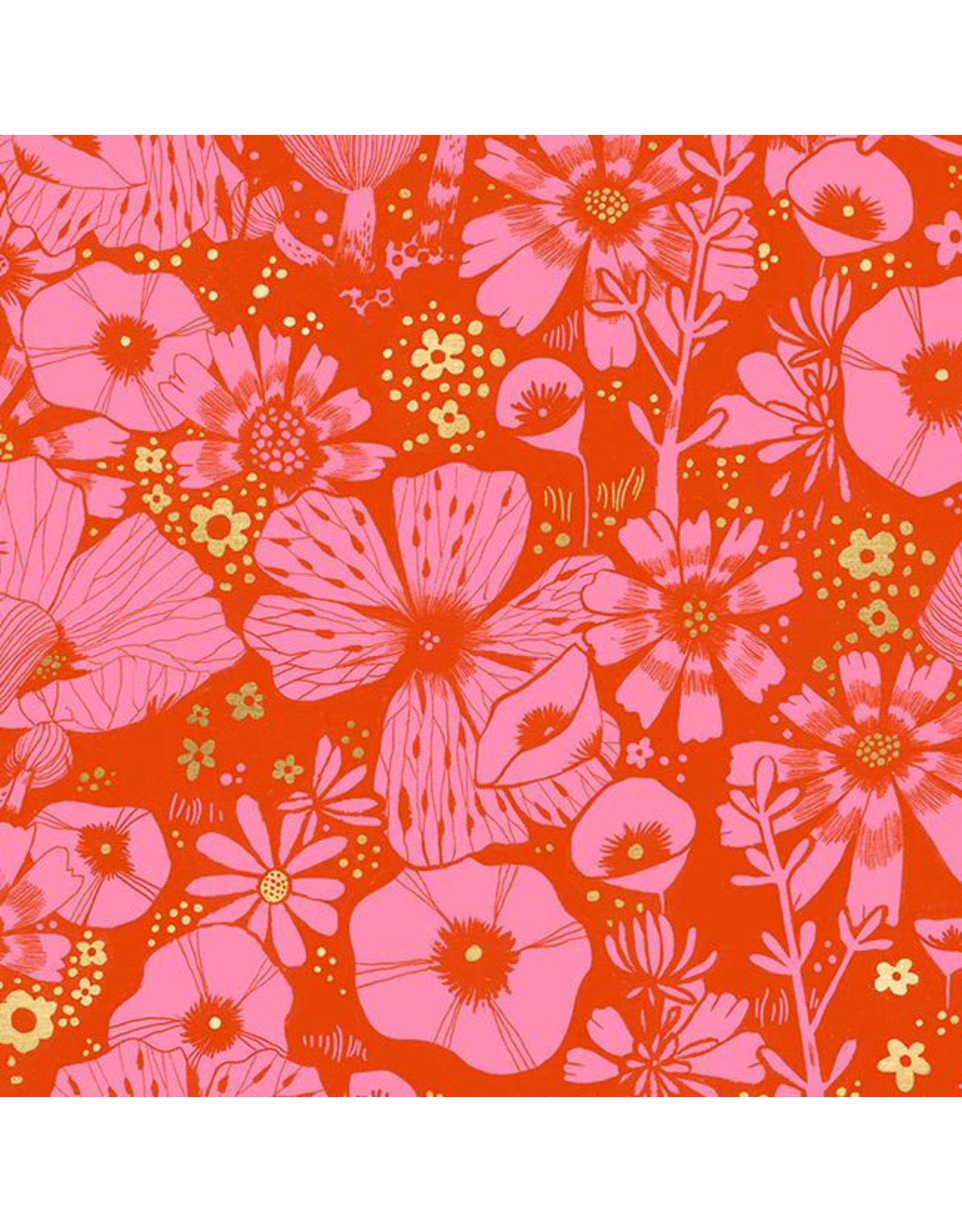 Sarah Watts Firefly, Hiding Spot in Fire with Metallic, Fabric Half-Yards