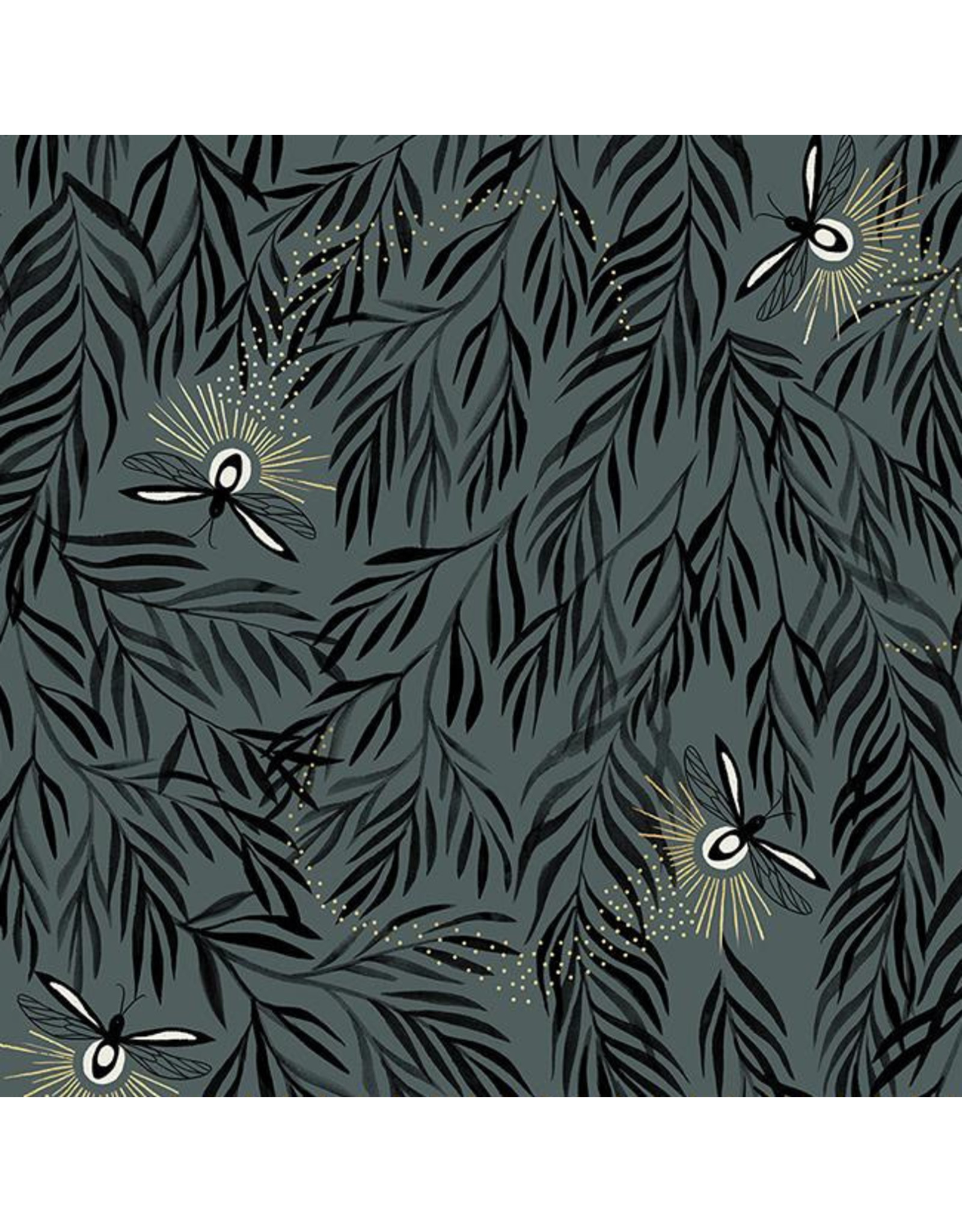 Sarah Watts Firefly, Willow in Dark Gray, Fabric Half-Yards