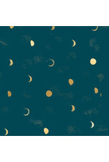 Sarah Watts Firefly, Moon Phase in Galaxy with Metallic, Fabric Half-Yards