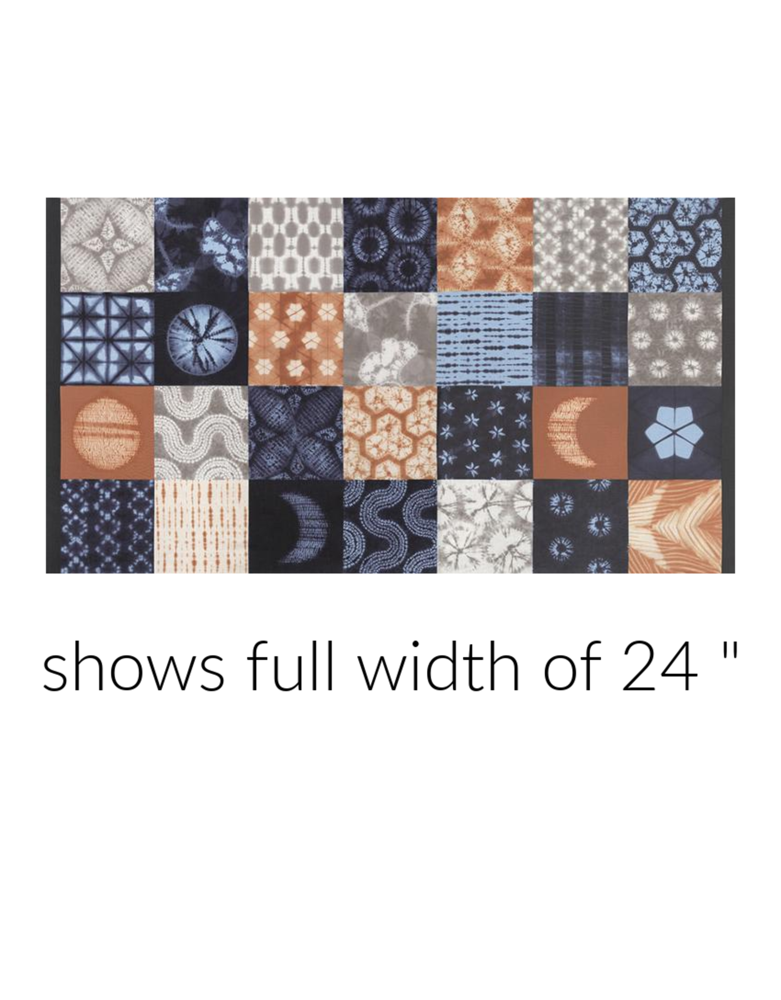 Moda Kawa, Koraju Patchwork Shibori Panel in Rust, Fabric Half-Yards