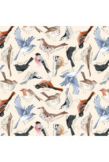 Rae Ritchie Bird Song, Birds in Cream, Fabric Half-Yards