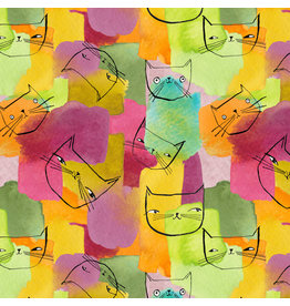 Cori Dantini Here Kitty Kitty, Are You Kitten Me in Multi, Fabric Half-Yards