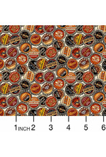 Northcott The Cave, Beer Bottle Caps in Cream, Fabric Half-Yards