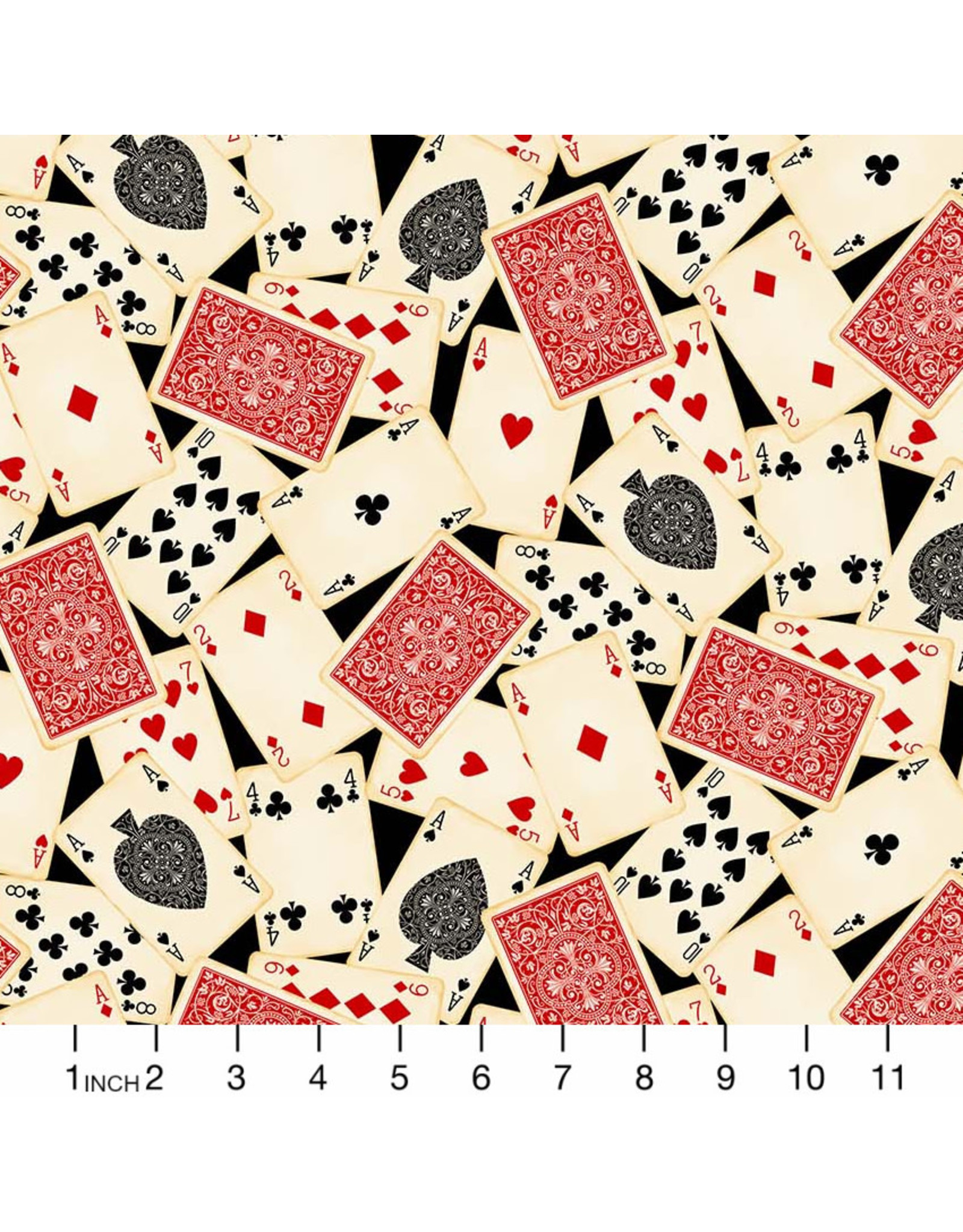 Northcott The Cave, Playing Cards in Black, Fabric Half-Yards