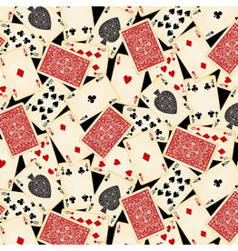 Northcott The Cave, Playing Cards in Black, Fabric Half-Yards