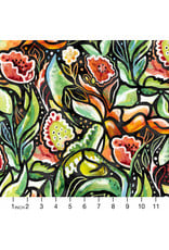 Northcott My Mother's Garden, Floral in Black, Fabric Half-Yards