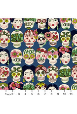 Alexander Henry Fabrics Folklorico, Gotas de Amor in Denim, Fabric Half-Yards