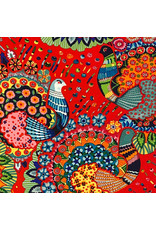 Alexander Henry Fabrics Folklorico, El Pollo in Red, Fabric Half-Yards