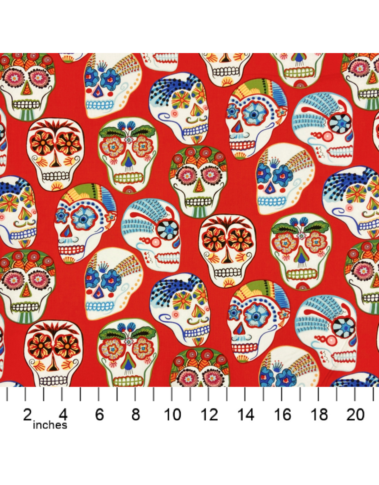 PD's Alexander Henry Collection Folklorico, Calaveras Contentas in Red, Dinner Napkin