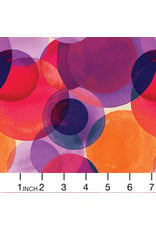Benartex Watercolor Geometry, Large Watercolor Circles in Orange Purple, Fabric Half-Yards