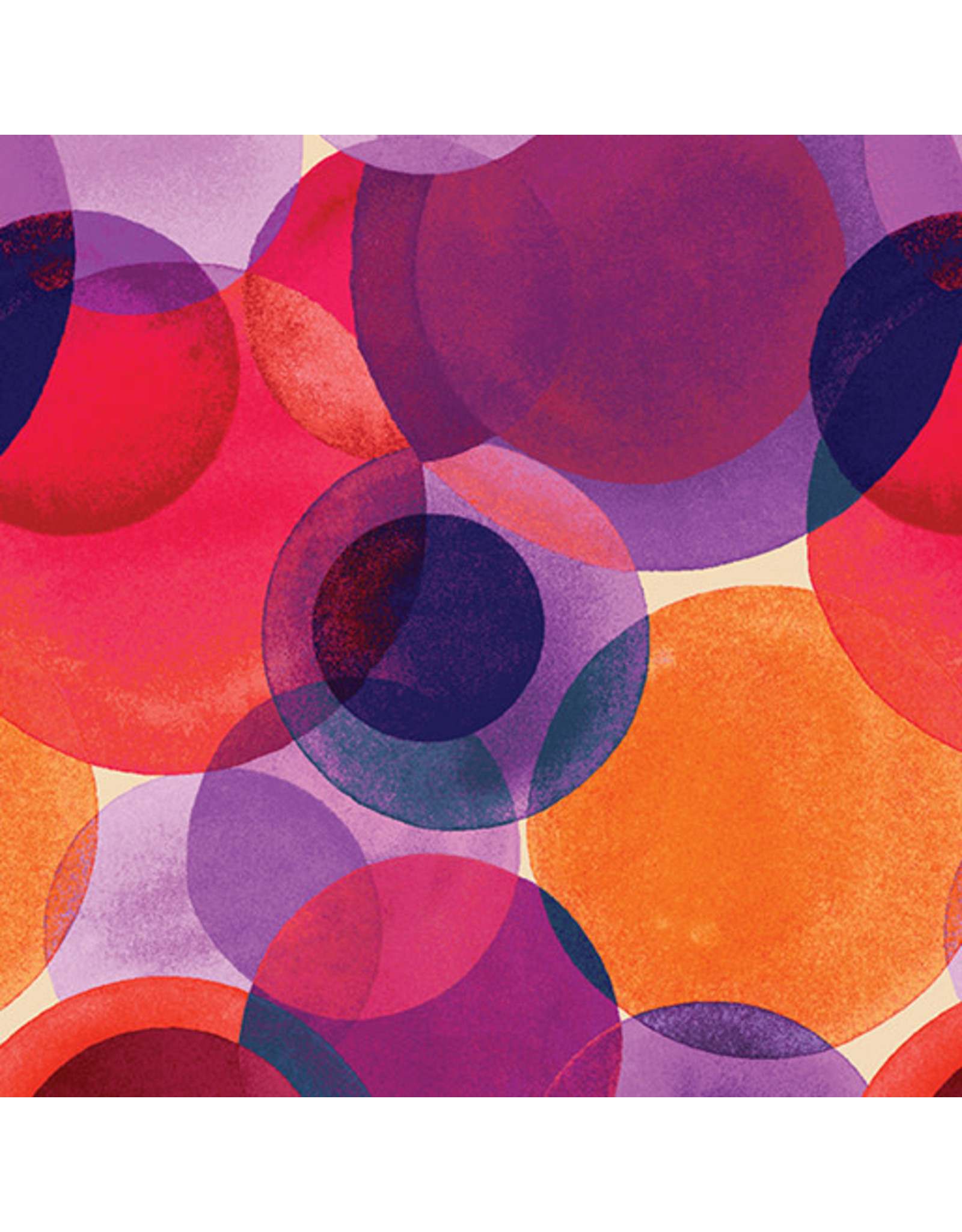 Benartex Watercolor Geometry, Large Watercolor Circles in Orange Purple, Fabric Half-Yards