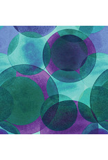 Benartex Watercolor Geometry, Large Watercolor Circles in Teal Multi, Fabric Half-Yards