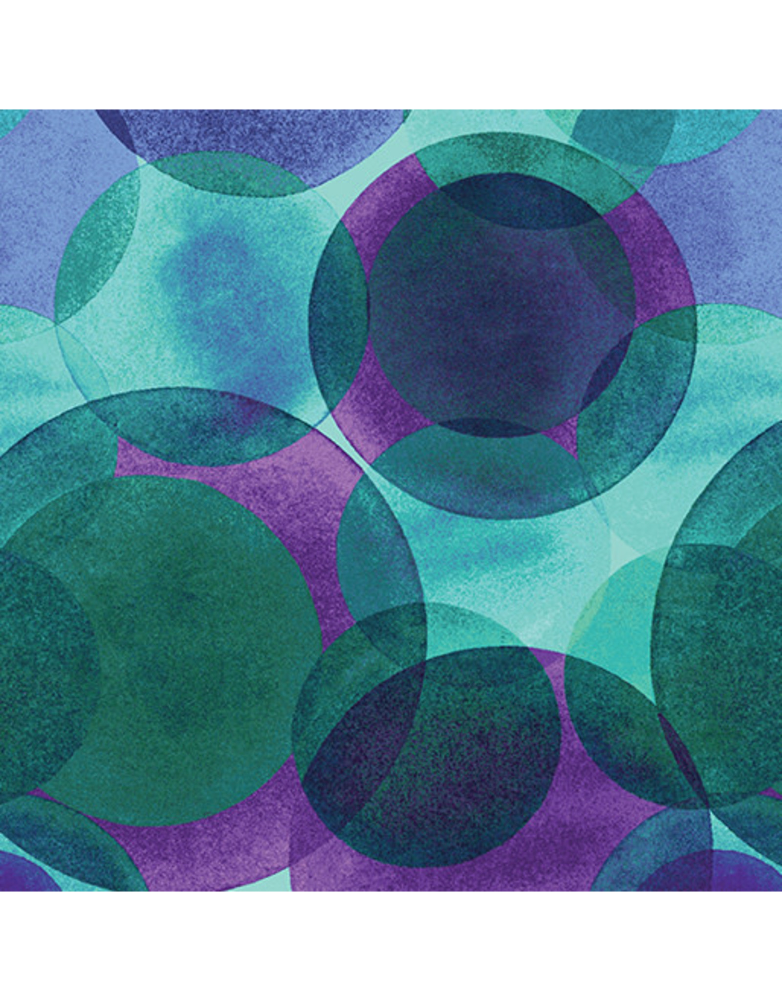 Benartex Watercolor Geometry, Large Watercolor Circles in Teal Multi, Fabric Half-Yards