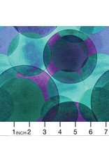 PD's Benartex Collection Watercolor Geometry, Large Watercolor Circles in Teal Multi, Dinner Napkin