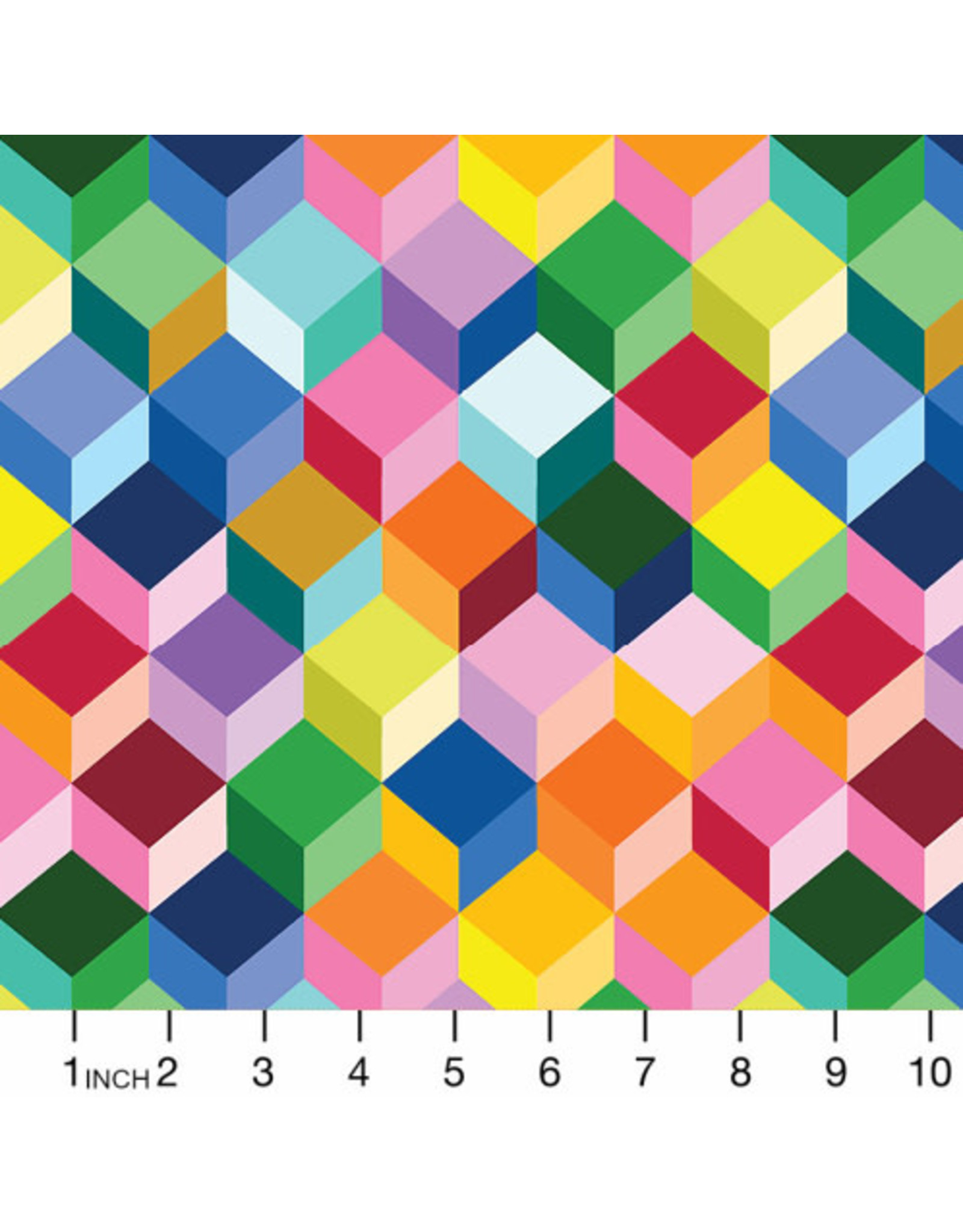 Windham Fabrics Color Wheel, Cubes in Multi, Fabric Half-Yards
