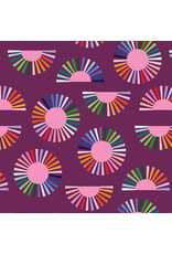 Windham Fabrics Color Wheel, Mod Daisy in Plum, Fabric Half-Yards