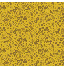 August Wren Chasing the Sun, Sunflowers in Multi, Fabric Half-Yards