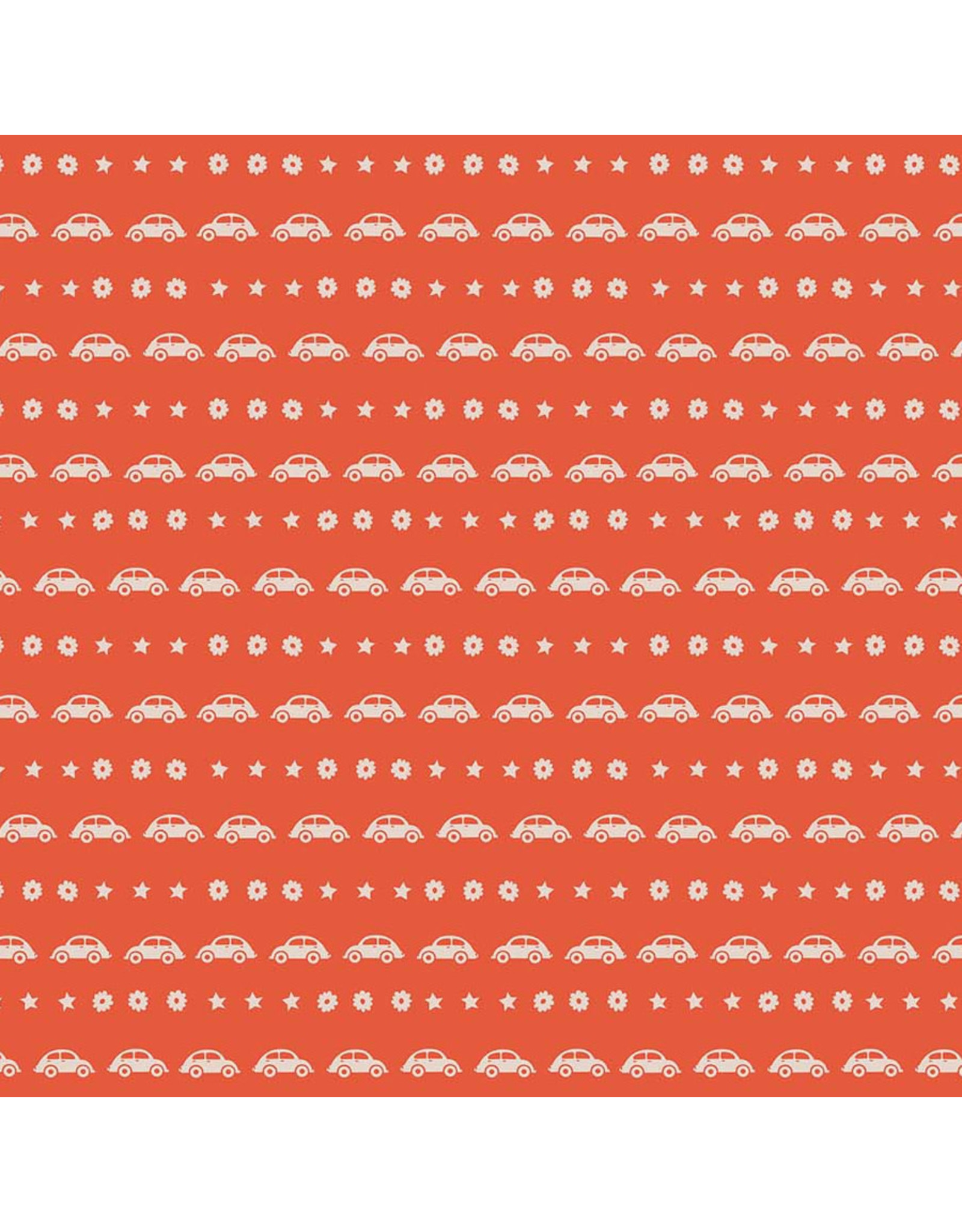 Figo Pickle Juice, Cars in Red Orange, Fabric Half-Yards