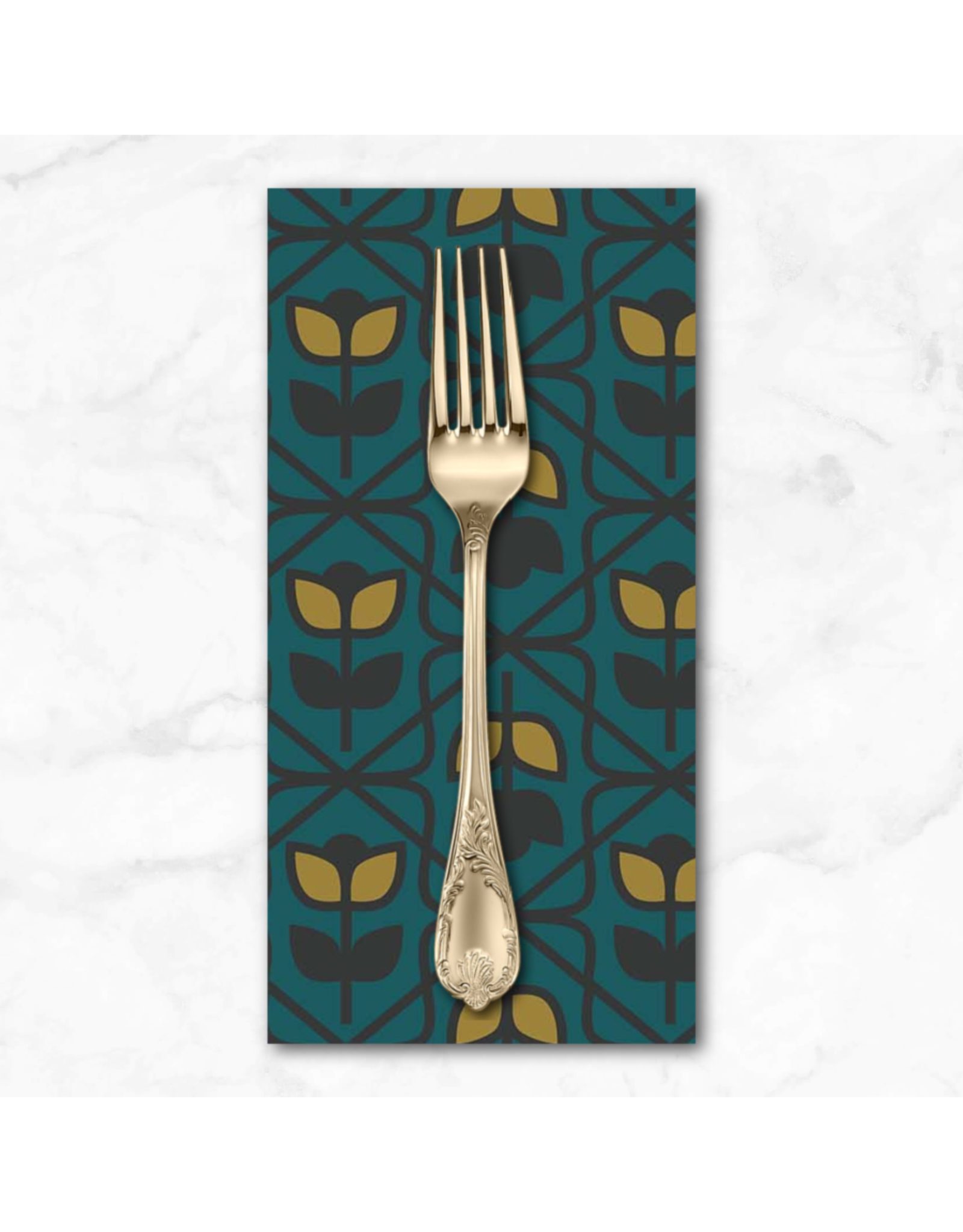 PD's Figo Collection Pickle Juice, Tulip in Teal, Dinner Napkin