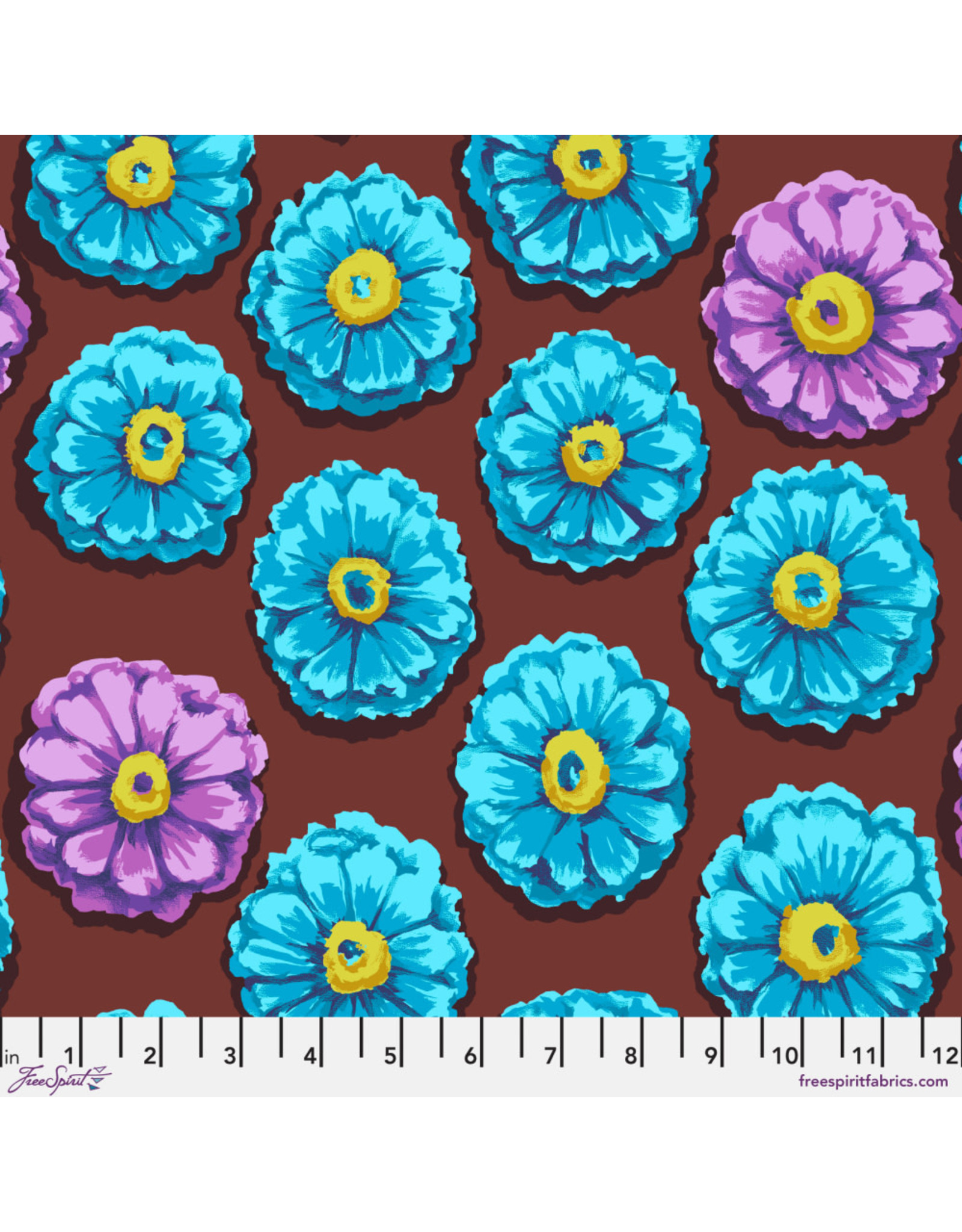 Kaffe Fassett Kaffe 85 & Fabulous, Zinnia in Aqua, Fabric Half-Yards