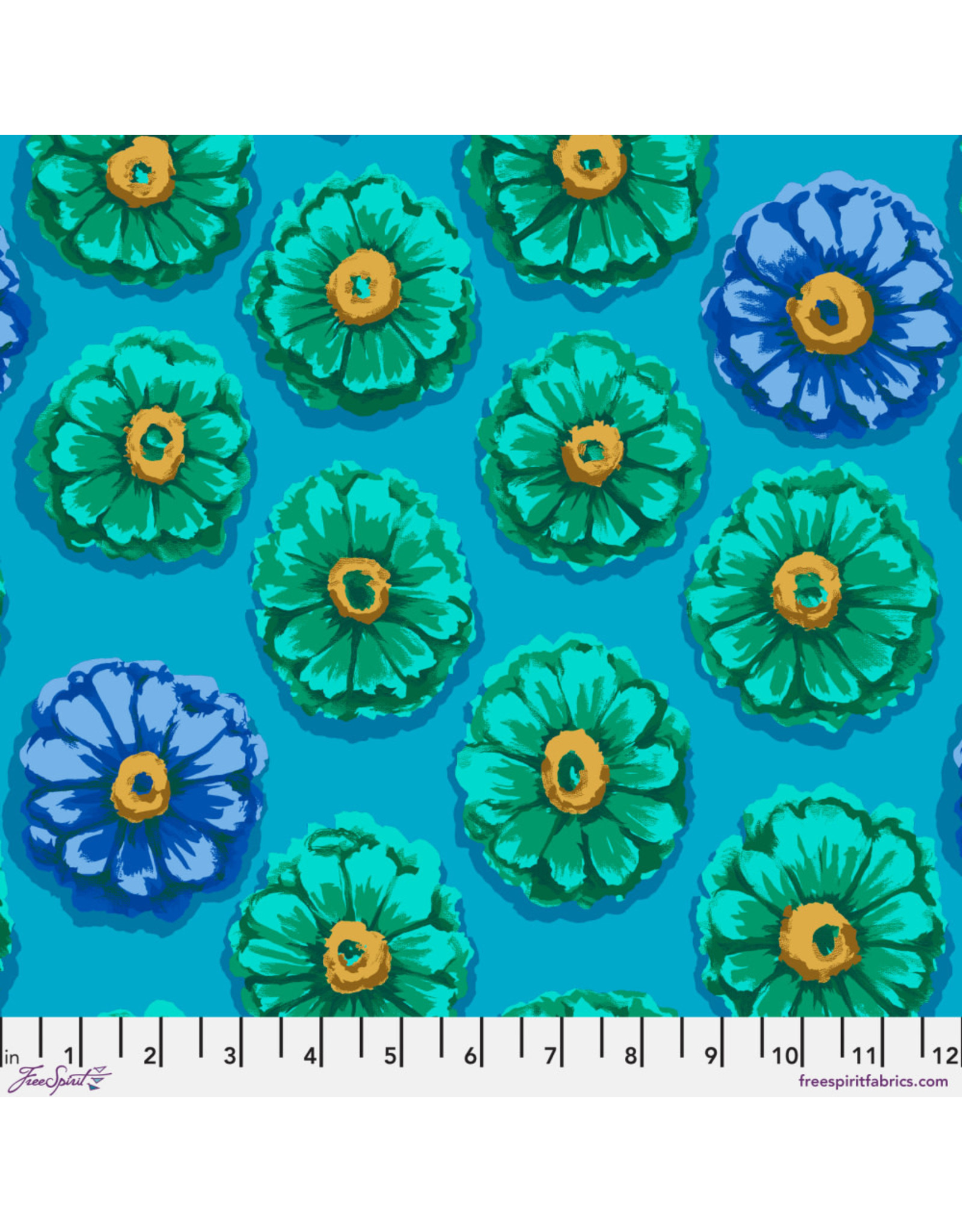 Kaffe Fassett Collective Kaffe 85 & Fabulous, Zinnia in Blue, Fabric Half-Yards