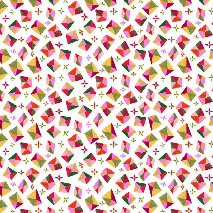 Folklore, Quilt Squares in White, Fabric HalfYards Picking Daisies