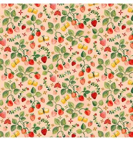 August Wren Folklore, Strawberries in Multi, Fabric Half-Yards