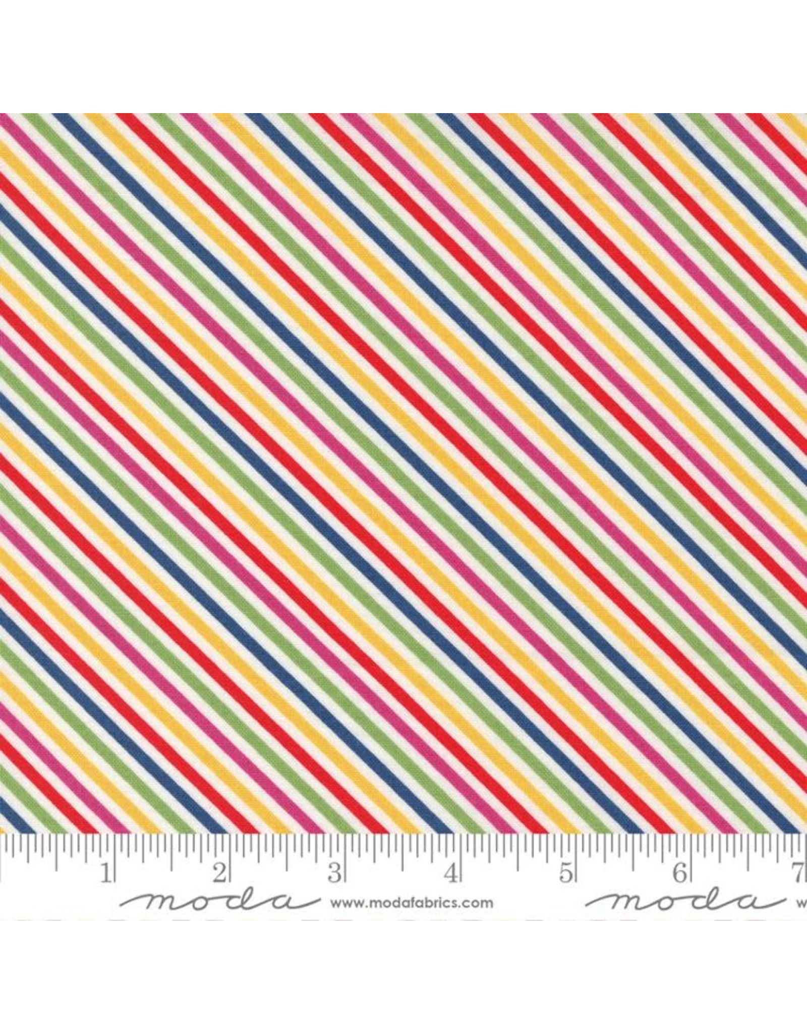 Moda Zinnia, Downpour Stripes in Rainbow, Fabric Half-Yards