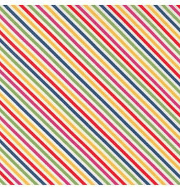 Moda Zinnia, Downpour Stripes in Rainbow, Fabric Half-Yards