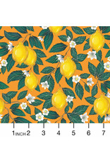 Windham Fabrics Just Fruit, Lemons in Orange, Fabric Half-Yards