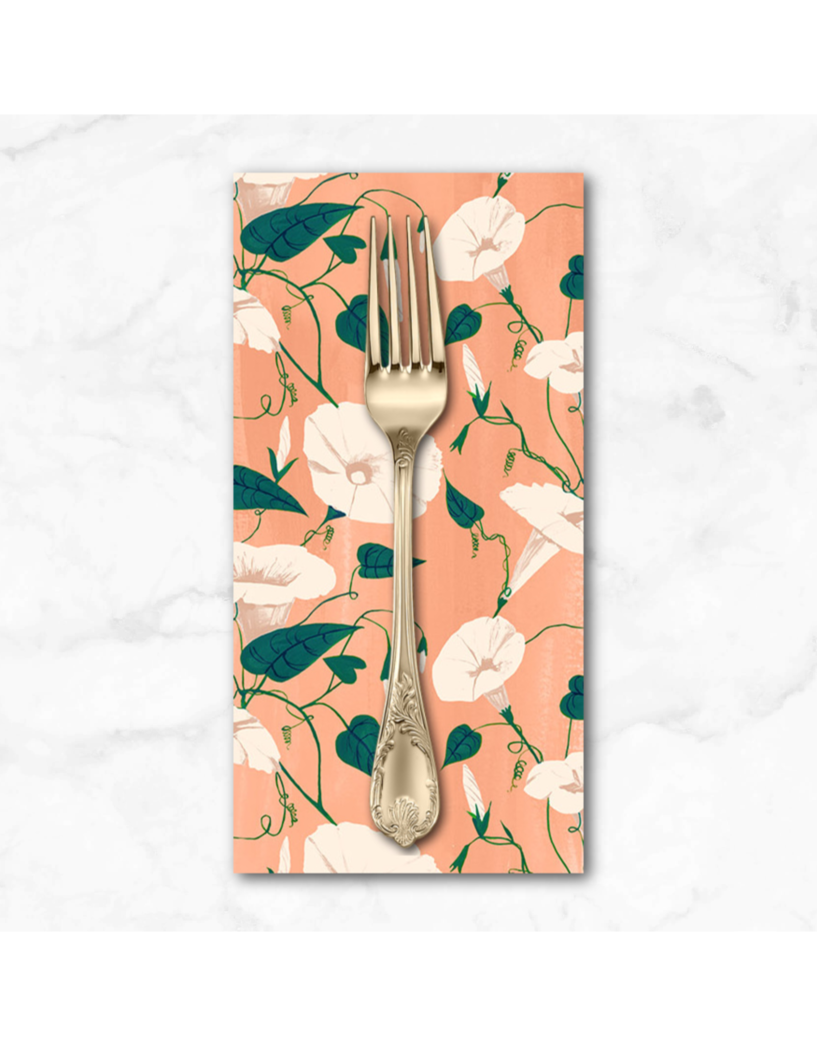 PD's Figo Collection Daybreak, Morning Glories in Coral, Dinner Napkin