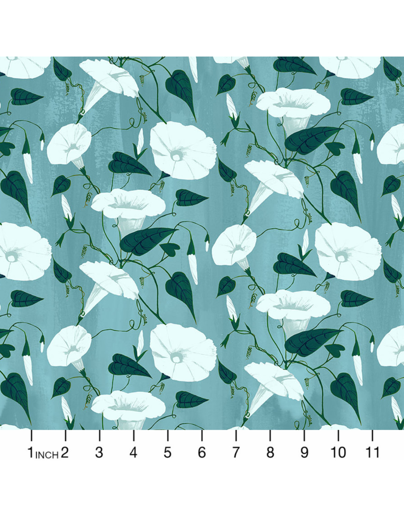 Figo Daybreak, Morning Glories in Blue, Fabric Half-Yards