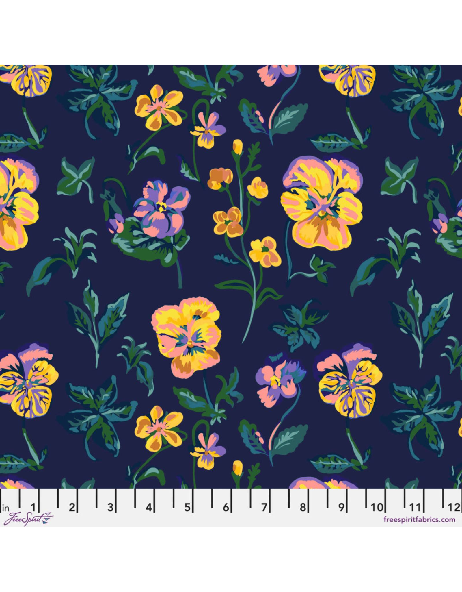 Nathalie Lété Mon Jardin, Pansies in Navy, Fabric Half-Yards