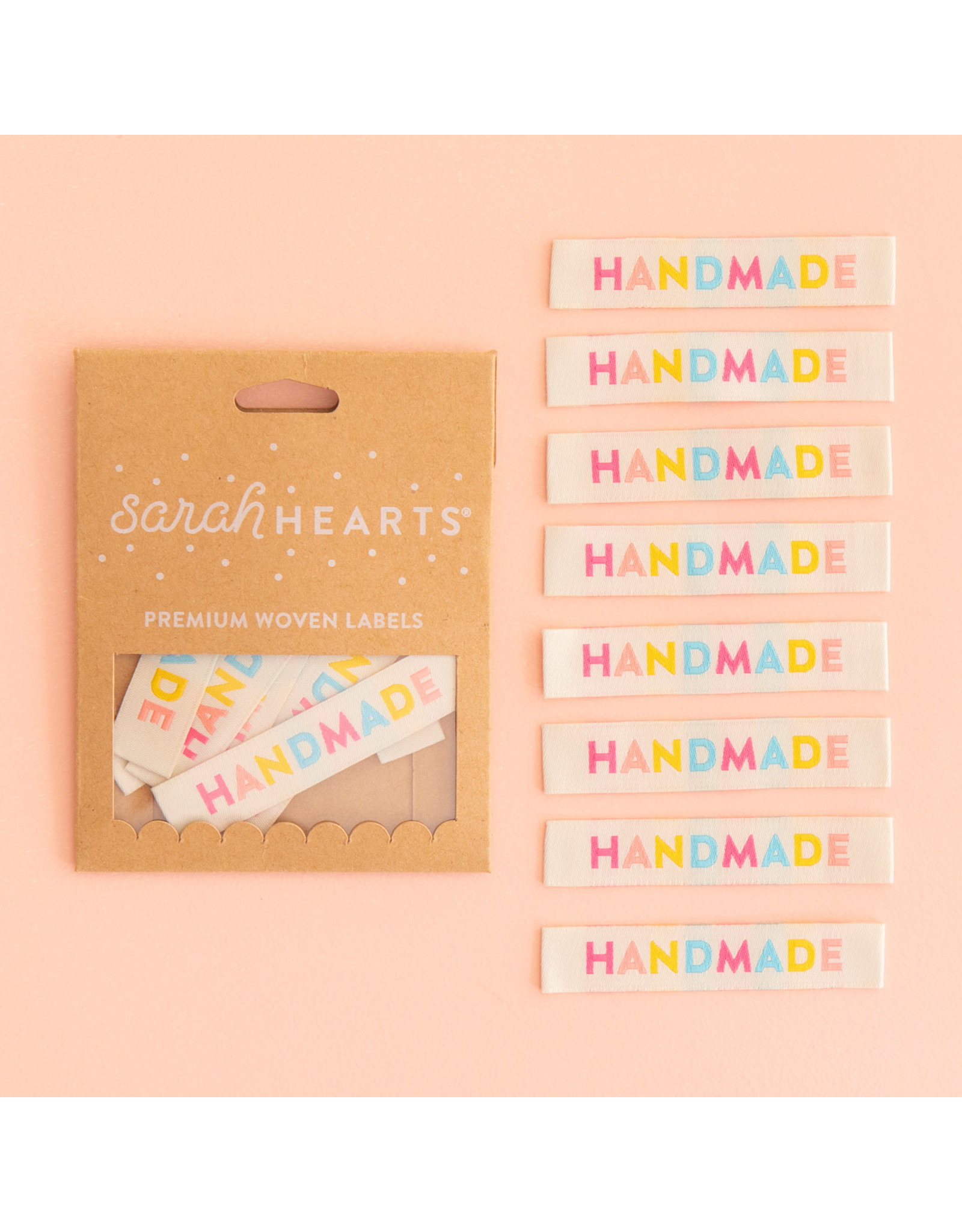 Sarah Hearts Colorful Handmade - Woven Label Tags, Set of 8