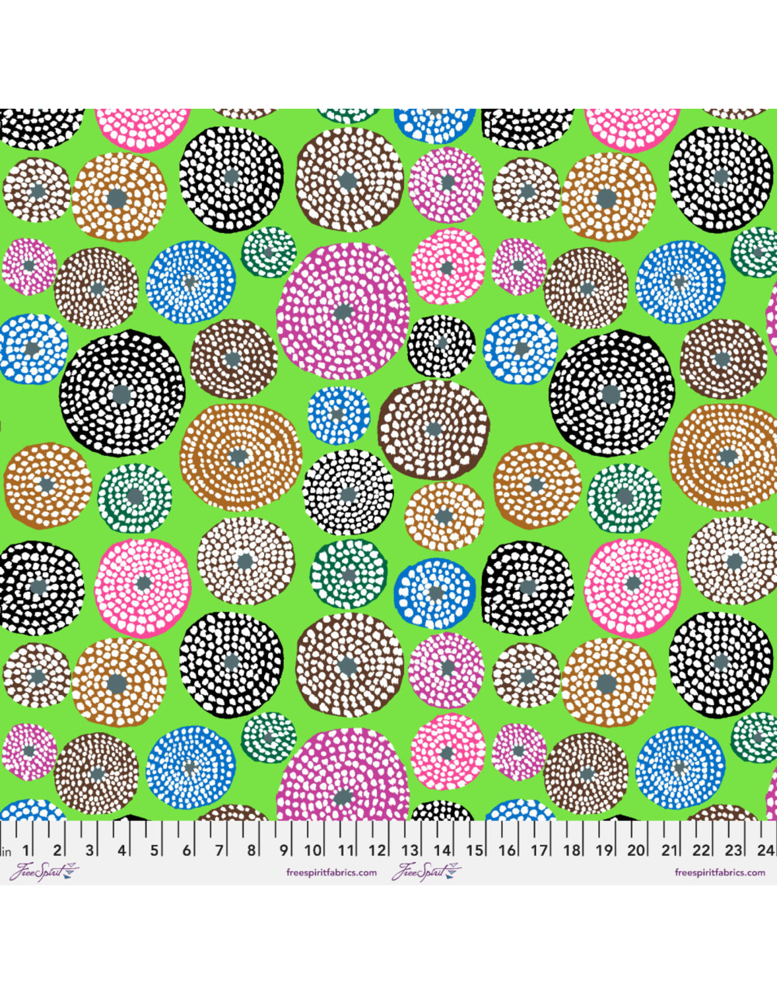 Kaffe Fassett Collective Kaffe Collective, Disks in Lime, Fabric Half-Yards