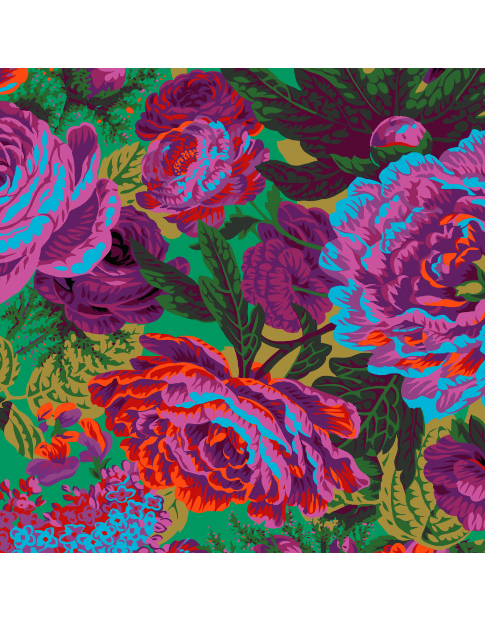 Philip Jacobs Kaffe Collective Spring 2023, Floral Burst in Green, Fabric Half-Yards