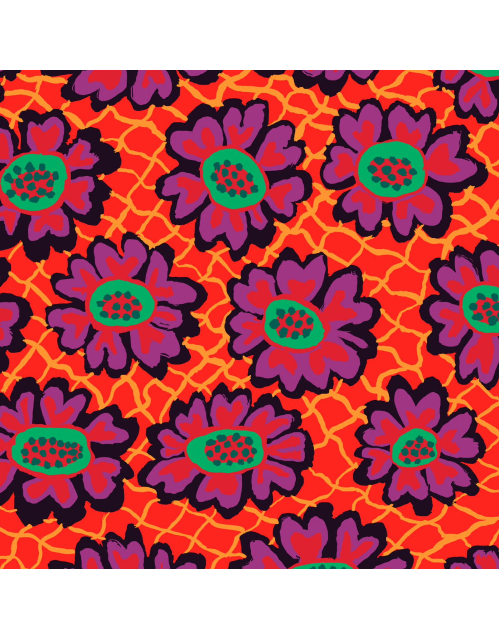 Brandon Mably Kaffe Collective, Flower Net in Crimson, Fabric Half-Yards